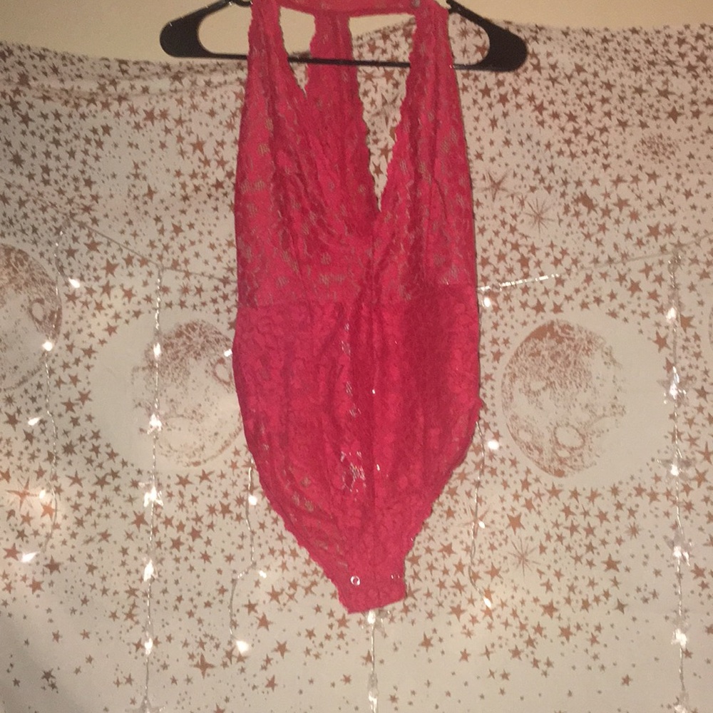 Red Lace Free People bodysuit!